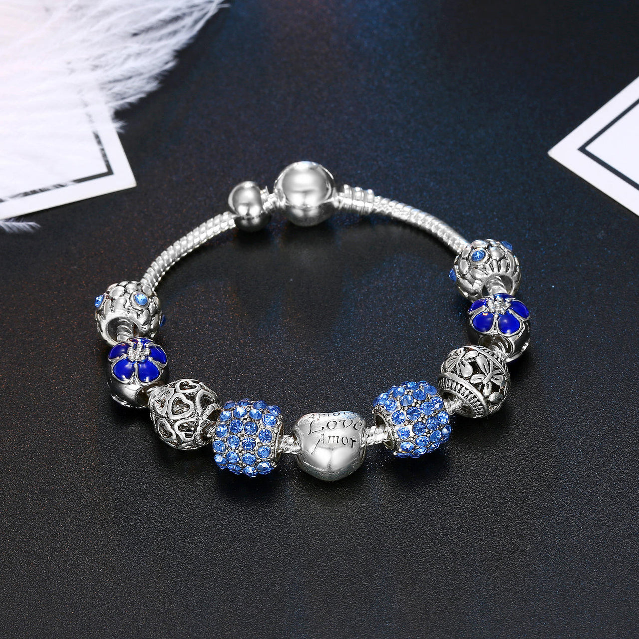 Blue Heart Charm Bracelet