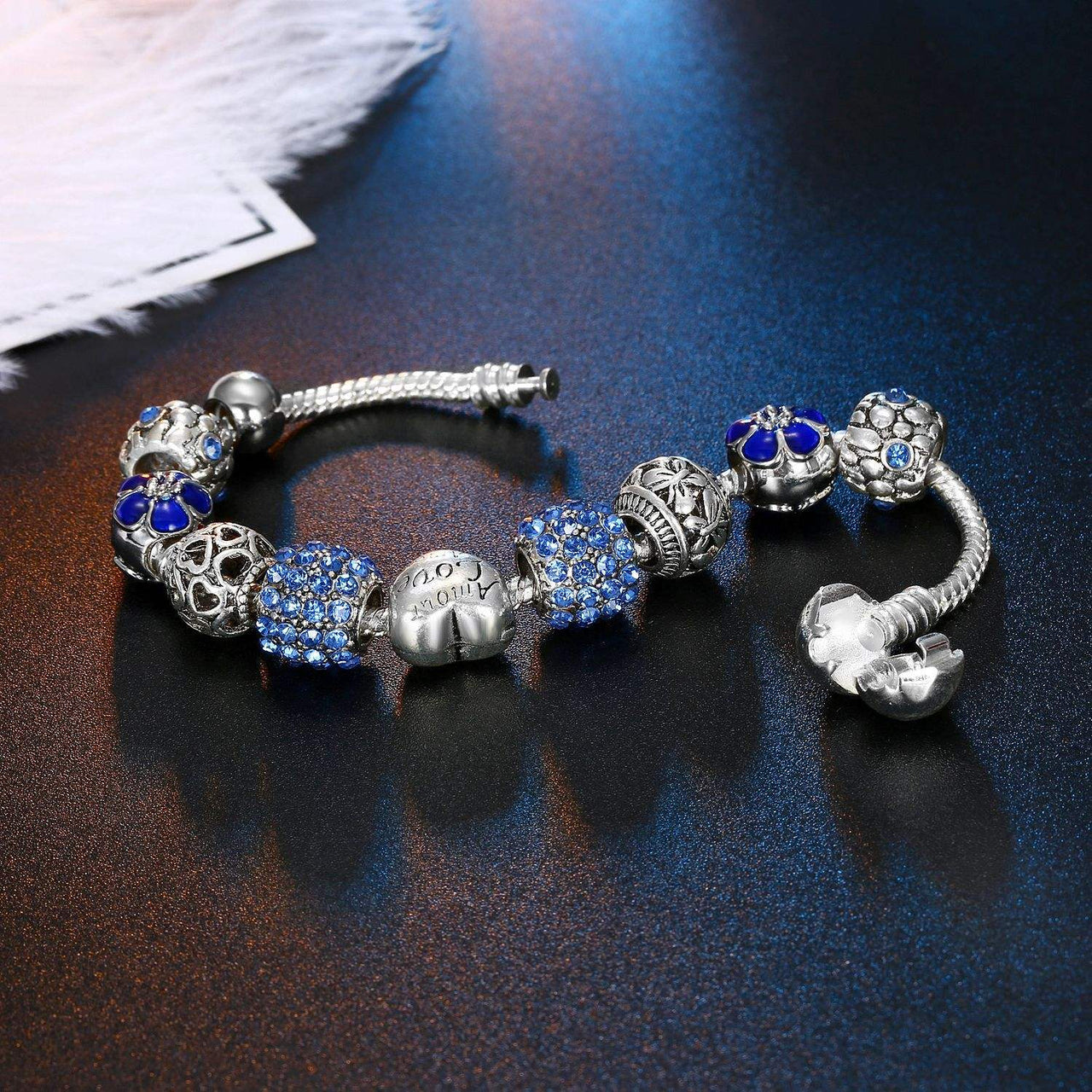 Blue Heart Charm Bracelet