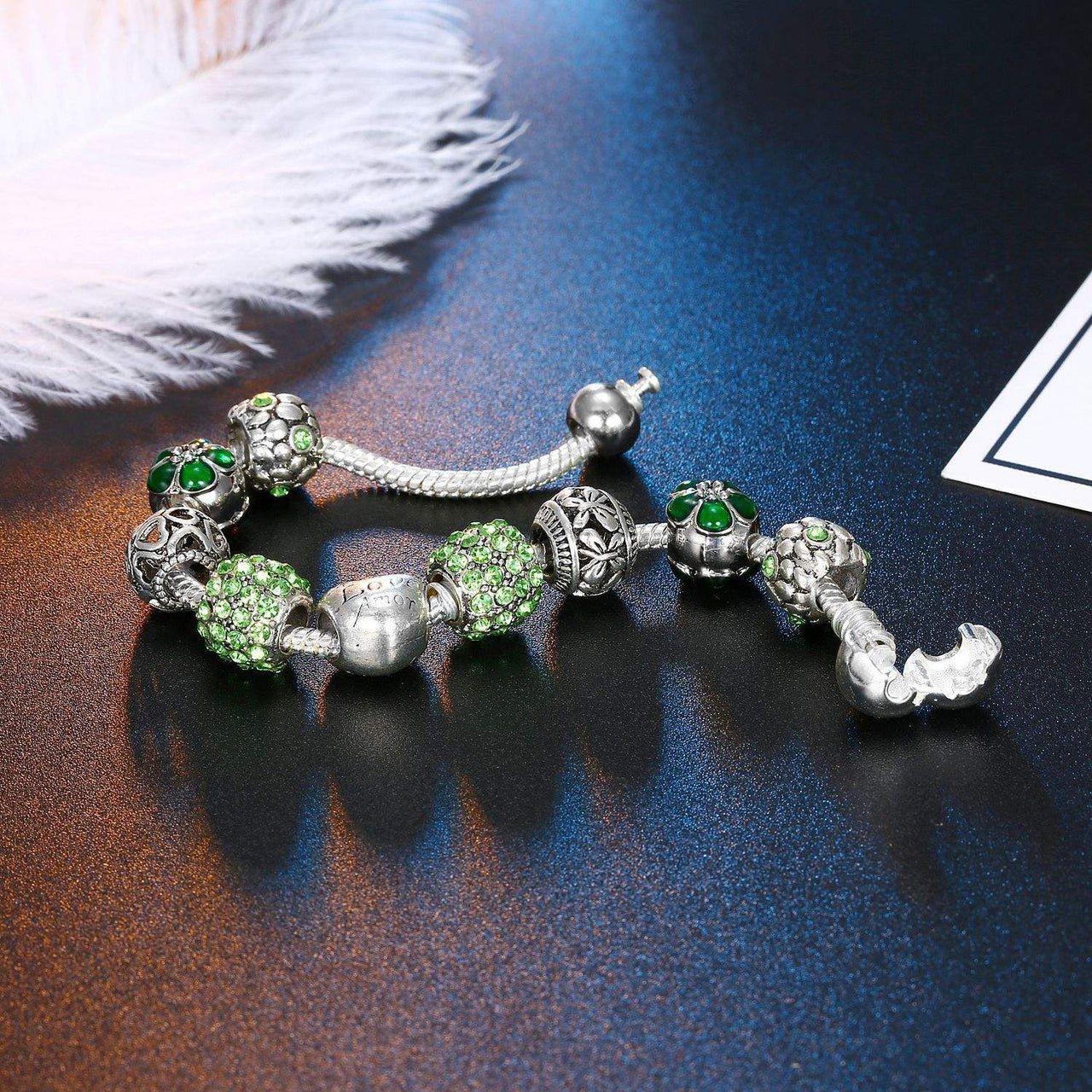 Green Heart Charm Bracelet